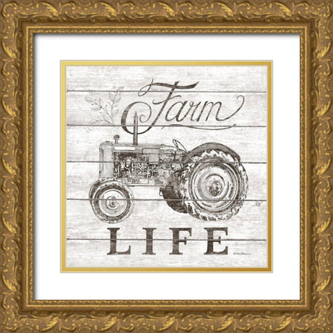 Farm Life Gold Ornate Wood Framed Art Print with Double Matting by Strain, Deb