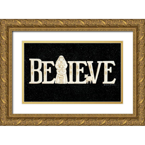 Believe Gold Ornate Wood Framed Art Print with Double Matting by Strain, Deb