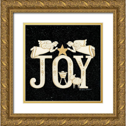 Joy Angels Gold Ornate Wood Framed Art Print with Double Matting by Strain, Deb
