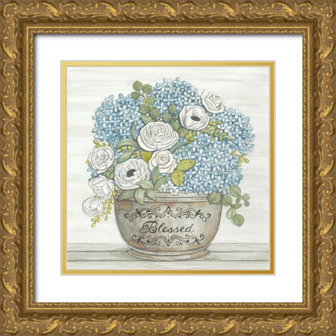 Blessed Gold Ornate Wood Framed Art Print with Double Matting by Strain, Deb