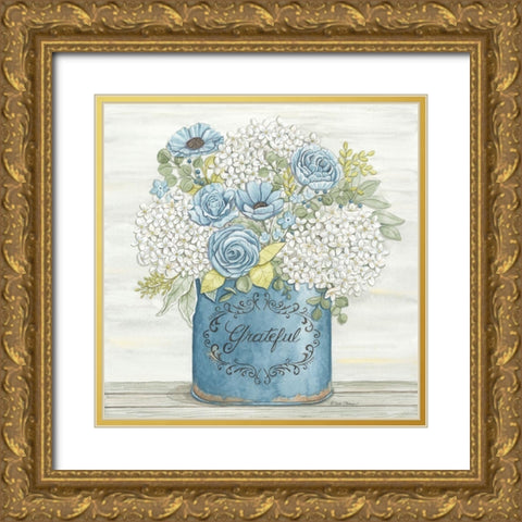 Grateful Gold Ornate Wood Framed Art Print with Double Matting by Strain, Deb