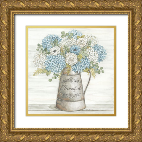 Thankful Gold Ornate Wood Framed Art Print with Double Matting by Strain, Deb