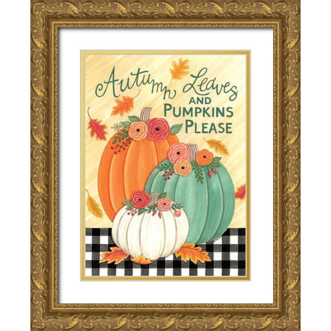 Autumn Leaves Gold Ornate Wood Framed Art Print with Double Matting by Strain, Deb