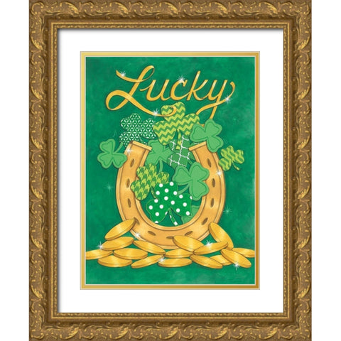 Lucky Horseshoe Gold Ornate Wood Framed Art Print with Double Matting by Strain, Deb
