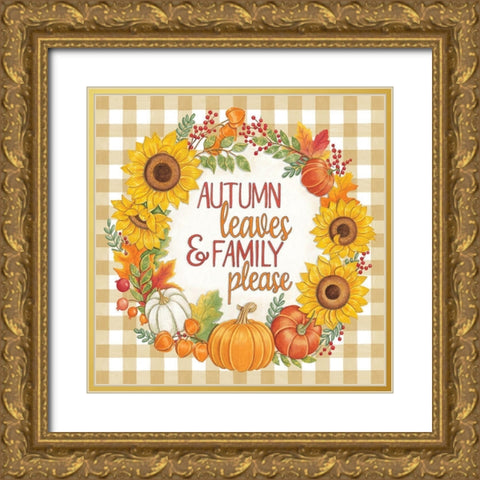 Autumn Leaves Gold Ornate Wood Framed Art Print with Double Matting by Strain, Deb