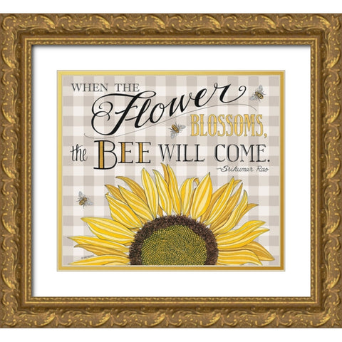 When the Flower Blossoms Gold Ornate Wood Framed Art Print with Double Matting by Strain, Deb