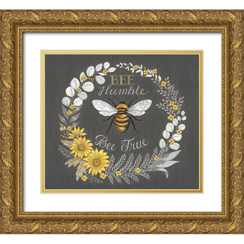 Bee Humble-Bee True Gold Ornate Wood Framed Art Print with Double Matting by Strain, Deb