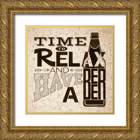Time to Relax Gold Ornate Wood Framed Art Print with Double Matting by Strain, Deb