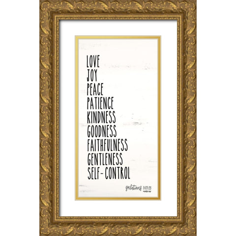 Love Joy Peace Gold Ornate Wood Framed Art Print with Double Matting by Imperfect Dust
