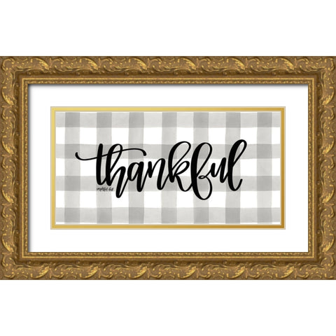 Thankful Gold Ornate Wood Framed Art Print with Double Matting by Imperfect Dust