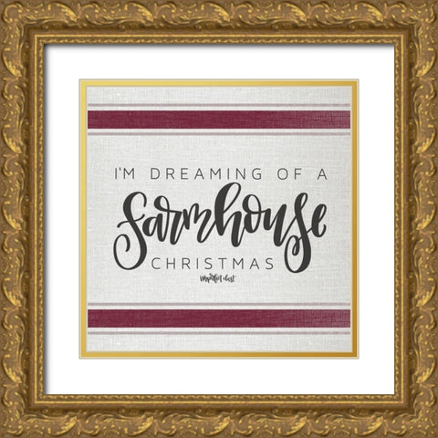 Farmhouse Christmas   Gold Ornate Wood Framed Art Print with Double Matting by Imperfect Dust