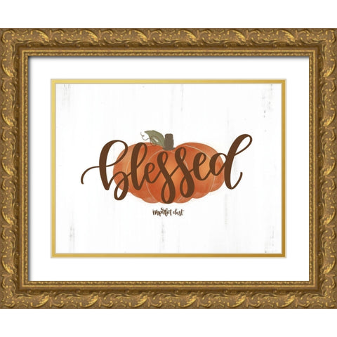 Blessed Pumpkin Gold Ornate Wood Framed Art Print with Double Matting by Imperfect Dust