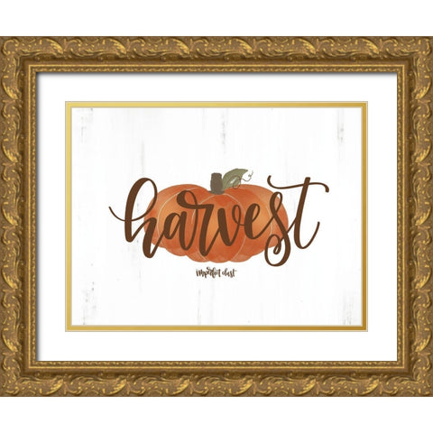 Harvest Pumpkin Gold Ornate Wood Framed Art Print with Double Matting by Imperfect Dust