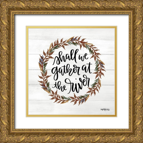 Gather at the River Wreath Gold Ornate Wood Framed Art Print with Double Matting by Imperfect Dust