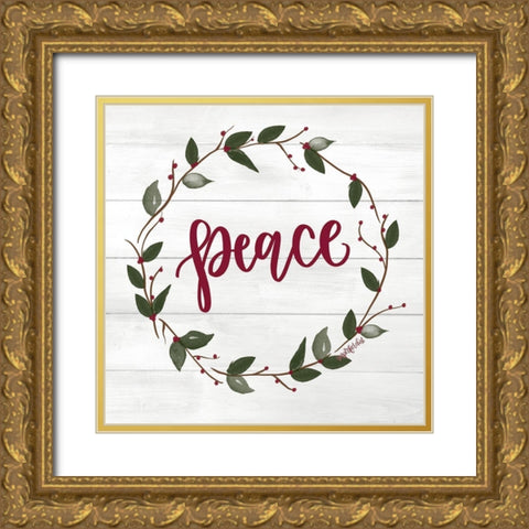 Peace Gold Ornate Wood Framed Art Print with Double Matting by Imperfect Dust