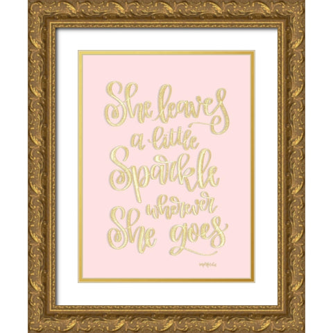 She Leaves a Little Sparkle I Gold Ornate Wood Framed Art Print with Double Matting by Imperfect Dust