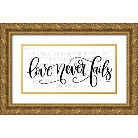 Love Never Fails    Gold Ornate Wood Framed Art Print with Double Matting by Imperfect Dust