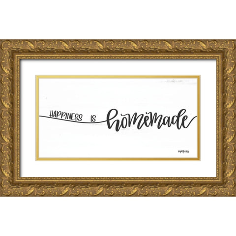 Happiness is Homemade Gold Ornate Wood Framed Art Print with Double Matting by Imperfect Dust