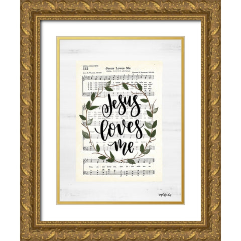 Jesus Loves Me Hymn Gold Ornate Wood Framed Art Print with Double Matting by Imperfect Dust