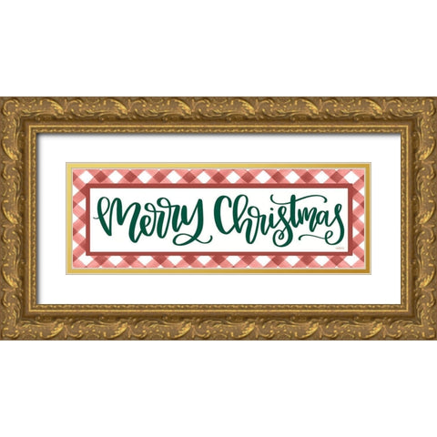 Merry Christmas Gold Ornate Wood Framed Art Print with Double Matting by Imperfect Dust