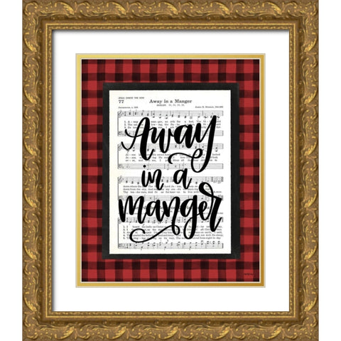 Away in a Manger    Gold Ornate Wood Framed Art Print with Double Matting by Imperfect Dust