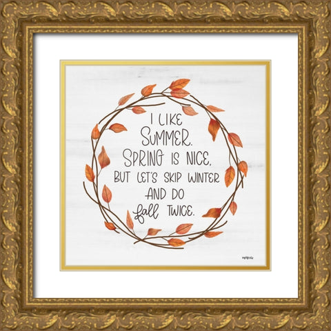 Fall Twice Wreath    Gold Ornate Wood Framed Art Print with Double Matting by Imperfect Dust