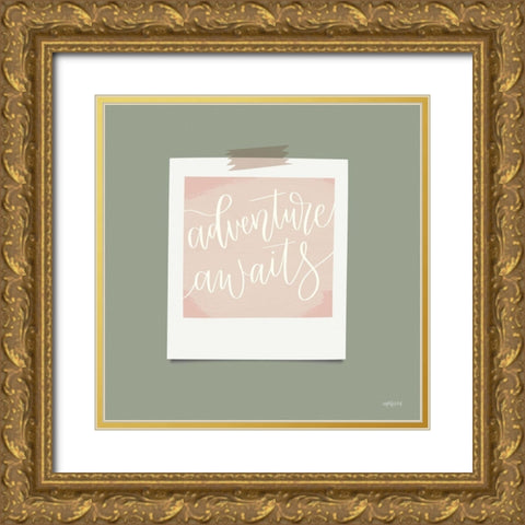 Adventure Awaits Gold Ornate Wood Framed Art Print with Double Matting by Imperfect Dust