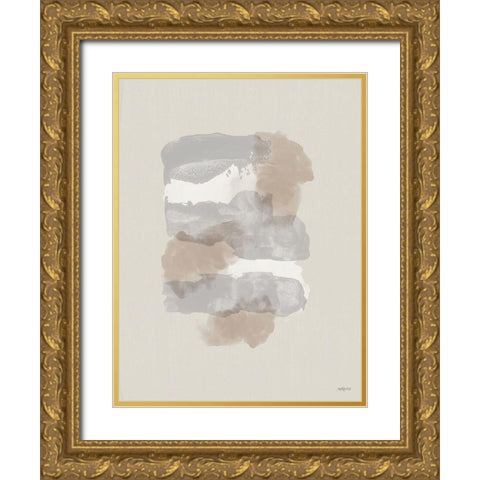 Taupe Tranquilly Gold Ornate Wood Framed Art Print with Double Matting by Imperfect Dust