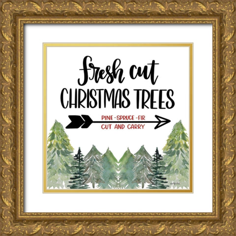 Fresh Cut Christmas Trees Gold Ornate Wood Framed Art Print with Double Matting by Imperfect Dust