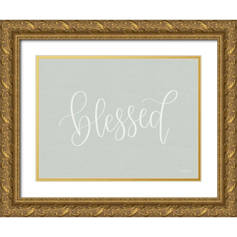 Blessed Gold Ornate Wood Framed Art Print with Double Matting by Imperfect Dust