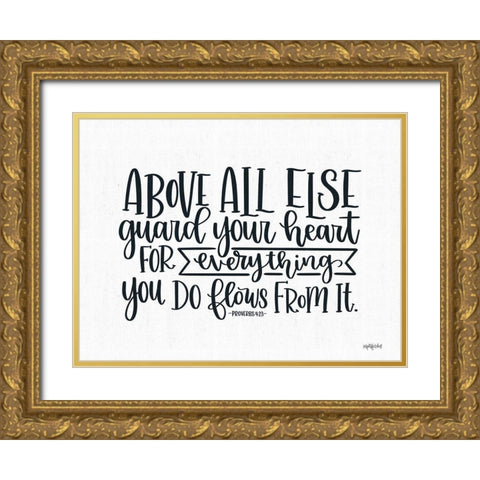 Guard Your Heart Gold Ornate Wood Framed Art Print with Double Matting by Imperfect Dust