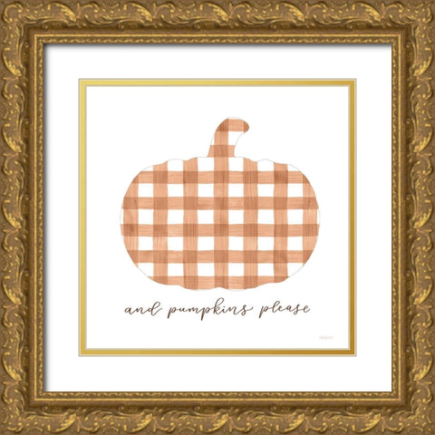 And Pumpkins Please Gold Ornate Wood Framed Art Print with Double Matting by Imperfect Dust