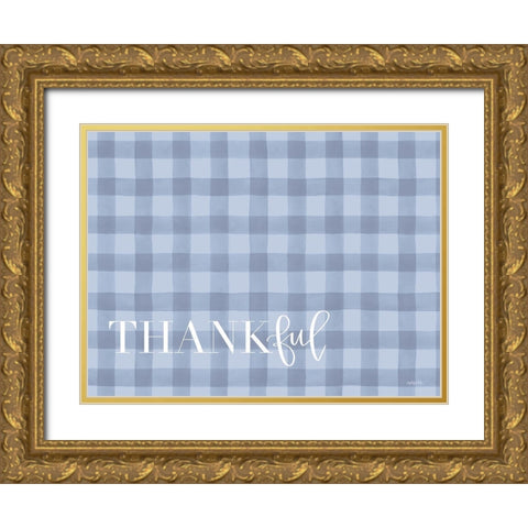 Thankful Gold Ornate Wood Framed Art Print with Double Matting by Imperfect Dust