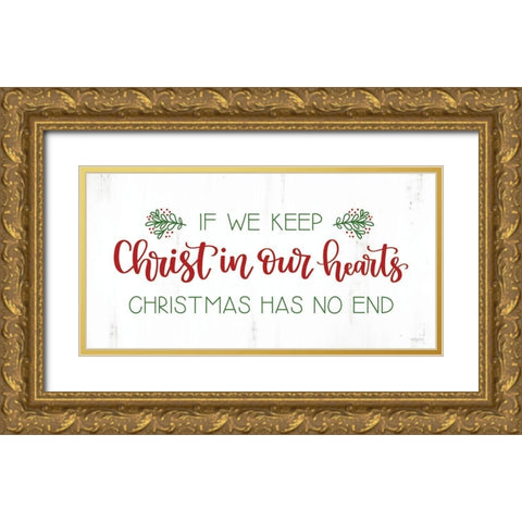 Christ in Our Hearts Gold Ornate Wood Framed Art Print with Double Matting by Imperfect Dust