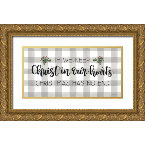 Christmas Has No End Gold Ornate Wood Framed Art Print with Double Matting by Imperfect Dust