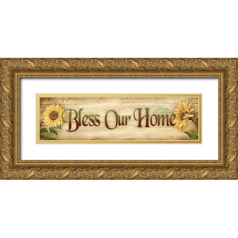 Bless Our Home Gold Ornate Wood Framed Art Print with Double Matting by Wargo, Ed