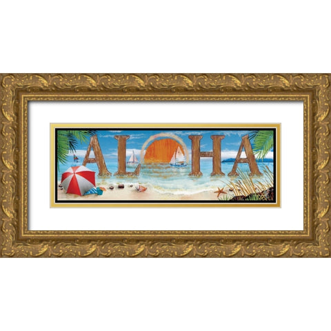 Aloha Gold Ornate Wood Framed Art Print with Double Matting by Wargo, Ed