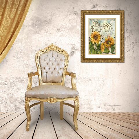 Bless Each Day Gold Ornate Wood Framed Art Print with Double Matting by Wargo, Ed