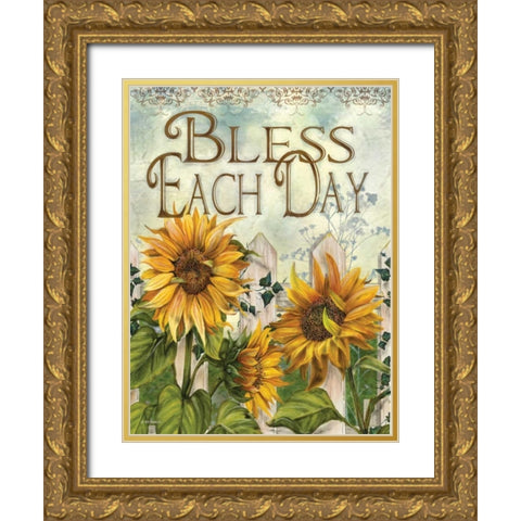 Bless Each Day Gold Ornate Wood Framed Art Print with Double Matting by Wargo, Ed