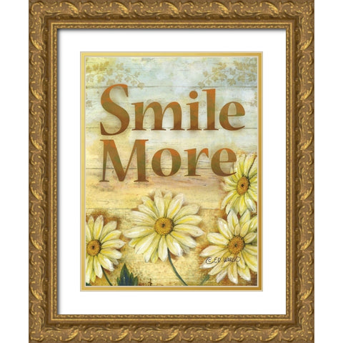 Smile More Gold Ornate Wood Framed Art Print with Double Matting by Wargo, Ed
