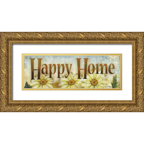 Happy Home Gold Ornate Wood Framed Art Print with Double Matting by Wargo, Ed