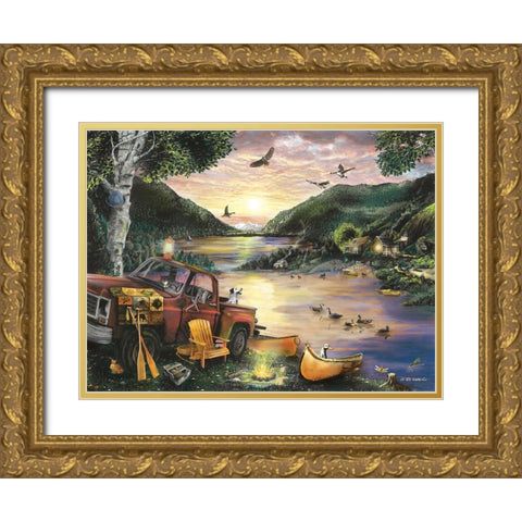 Lakefront Camping I Gold Ornate Wood Framed Art Print with Double Matting by Wargo, Ed