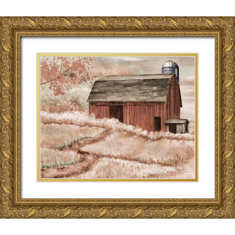 Country Barn II Gold Ornate Wood Framed Art Print with Double Matting by Wargo, Ed