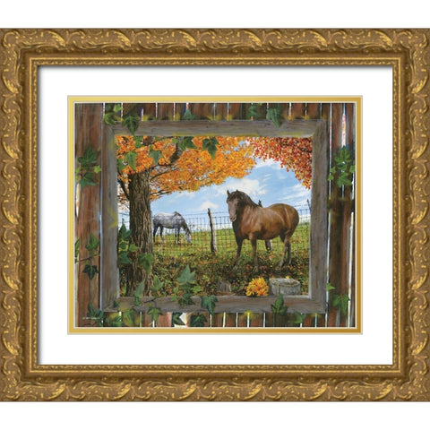 Barn View II Gold Ornate Wood Framed Art Print with Double Matting by Wargo, Ed