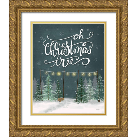 Oh Christmas Tree Gold Ornate Wood Framed Art Print with Double Matting by House Fenway