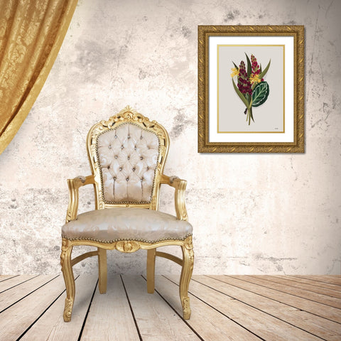 Tropical Sprig Gold Ornate Wood Framed Art Print with Double Matting by House Fenway