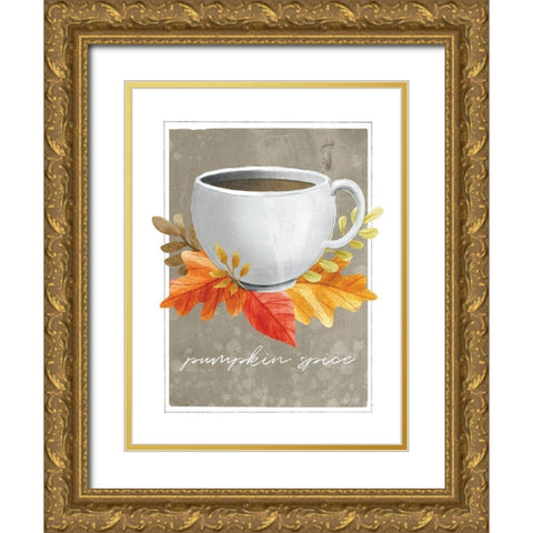 Pumpkin Spice Gold Ornate Wood Framed Art Print with Double Matting by House Fenway