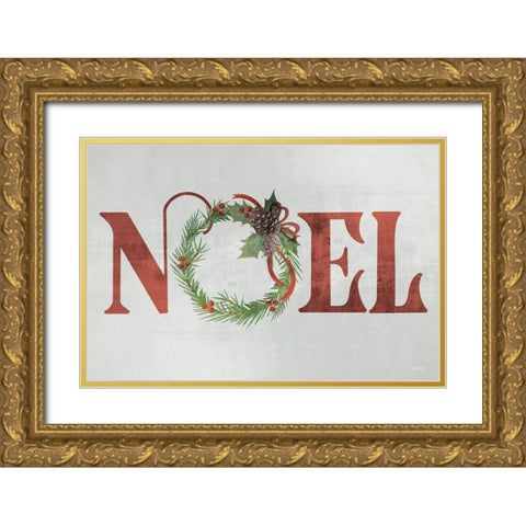 Noel Gold Ornate Wood Framed Art Print with Double Matting by House Fenway