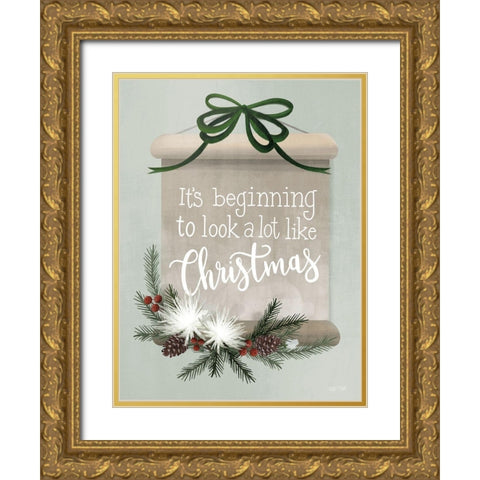 A Lot Like Christmas Scroll Gold Ornate Wood Framed Art Print with Double Matting by House Fenway