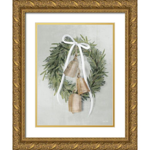 Farmhouse Wreath Gold Ornate Wood Framed Art Print with Double Matting by House Fenway